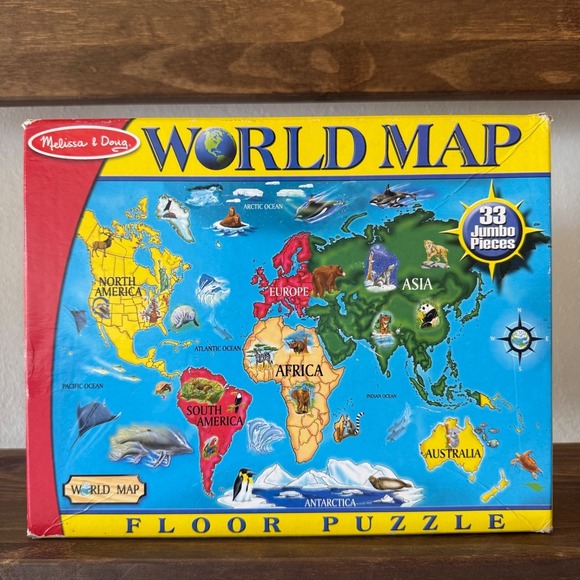 Melissa & Doug Other - Melissa & Doug World Map Floor Puzzle 33 Pieces Jumbo 2x3Ft Complete Educational